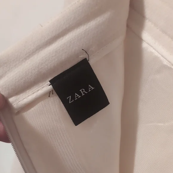 White Zara Knee Length Pencil Skirt With Tails Size 10 - Picture 6 of 7